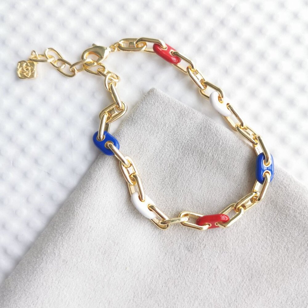 Kendra Scott Gold Multi Color Enamel Bailey Chain Bracelet NEW